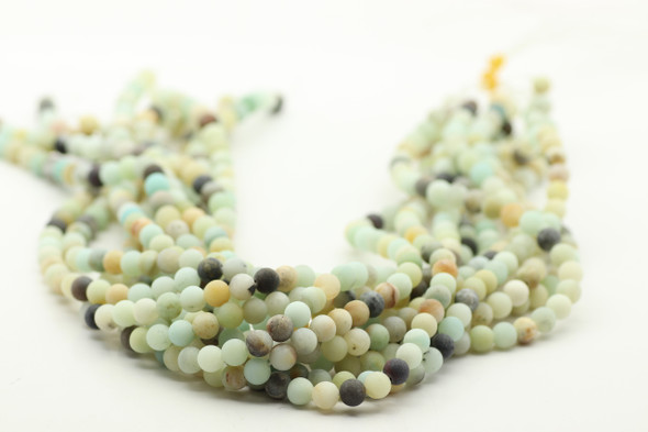 6mm Amazonite, Matte, Blue Mix, Natural, Smooth Round