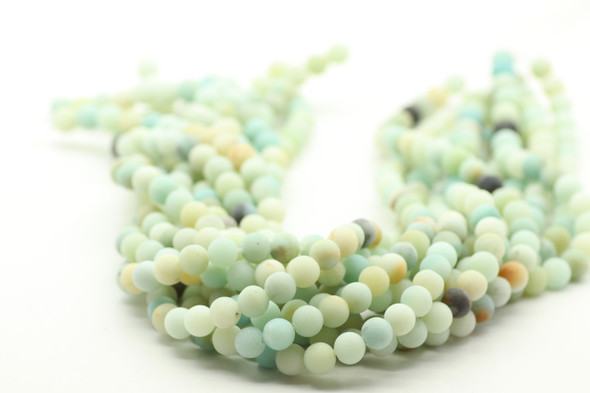 8mm Amazonite, Matte, Blue Mix, Natural, Smooth Round