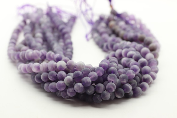 8mm Quartz, Amethyst Dog Tooth (Chevron), Matte, Natural, Smooth Round