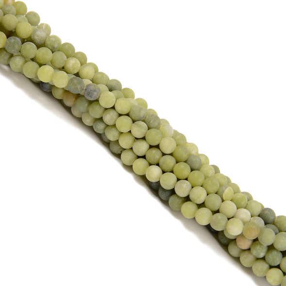 6mm Jade, Green Nephrite, Matte, Smooth Round