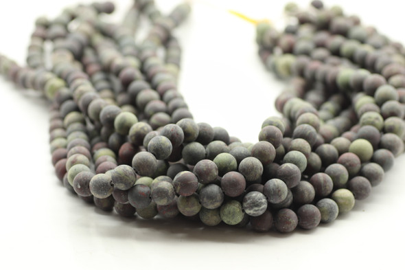 Dragon Blood Jasper, Matte, Natural, Smooth Round, 8mm, One Strand