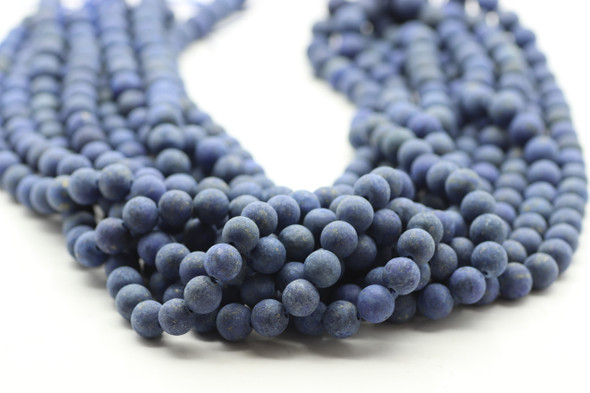 8mm Lapis, Matte, Dyed, Smooth Round