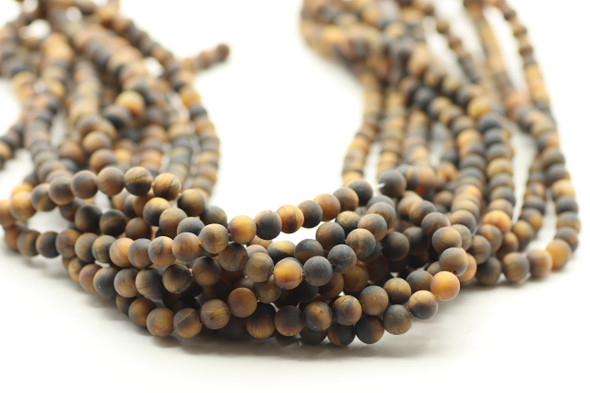 6mm Tiger's Eye, Brown, Matte, Natural, Smooth Round
