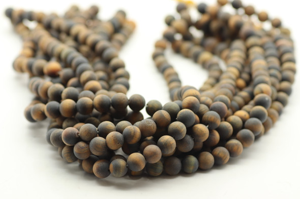 8mm Tiger's Eye, Brown, Matte, Natural, Smooth Round