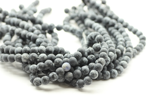 8mm Obisdian, Snowflake, Matte, Natural, Smooth Round
