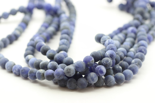 Sodalite, Matte, Natural, Smooth Round in sizes 6mm & 8mm.  Priced Per Strand