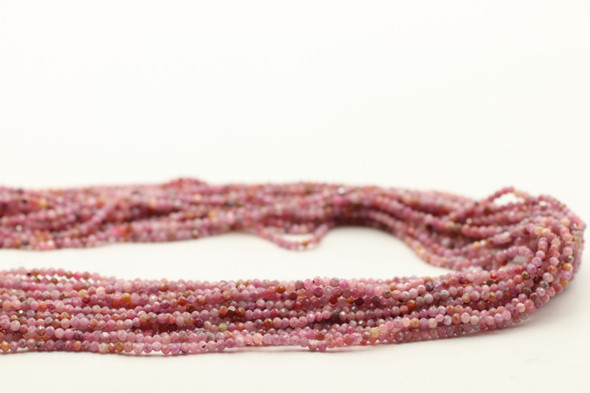 Ruby, Natural, Faceted Round, 2mm, One Strand