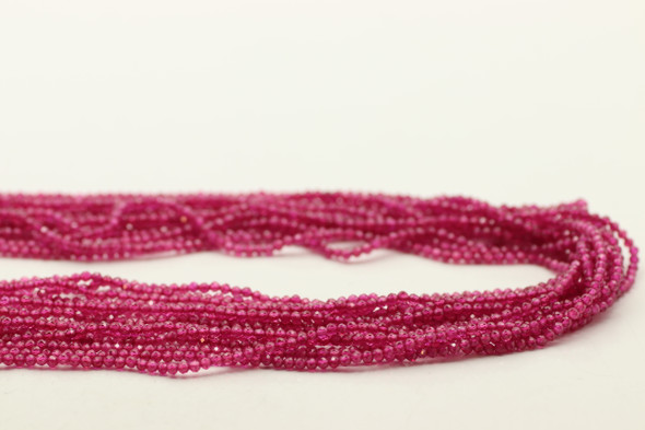 Ruby, Lab Created, Faceted Round, 2mm, One Strand