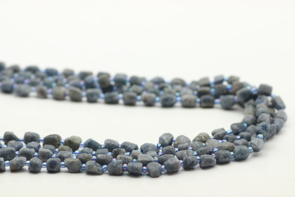 Sapphire, Natural, Small Chunks, Matte Finish, Pretty Blue-Grey, 6x6mm