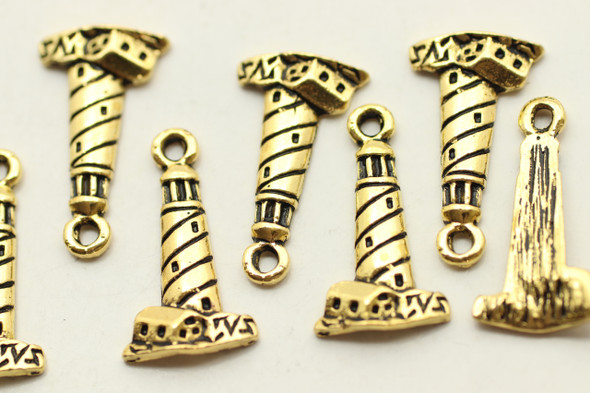 Lighthouse, 19x10.5mm, Antique Gold Plated Metal Alloy, approx. 32 PCS