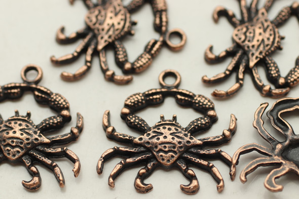 CRAB, 23x23x2.5mm, Antique Copper Plated (Metal Alloy), approx 10 per bag