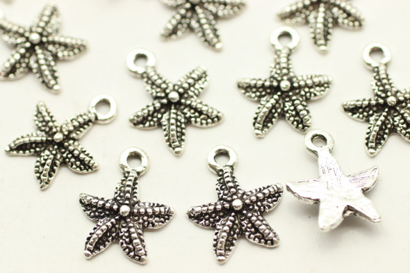 Starfish, 17x14x3mm, Antique Silver Plated (Metal Alloy), approx 30 per bag