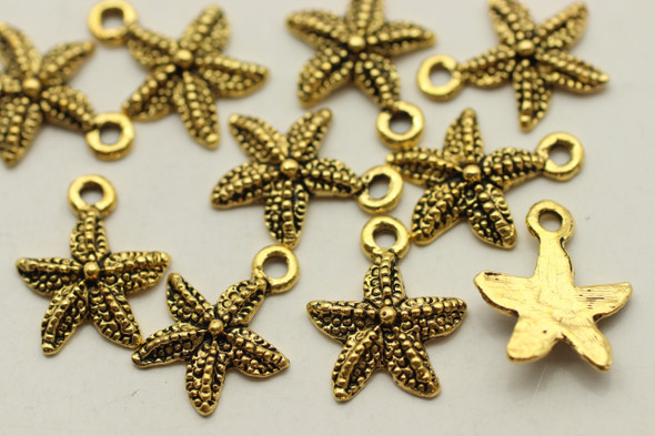 Starfish, 17x14x3mm, Antique Gold Plated (Metal Alloy), approx 30 per bag