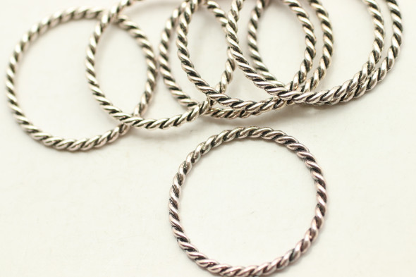 Rings, Twisted, Double Sided, 26x1.5mm, Antique Silver Plated (Metal Alloy), approx 19 per bag