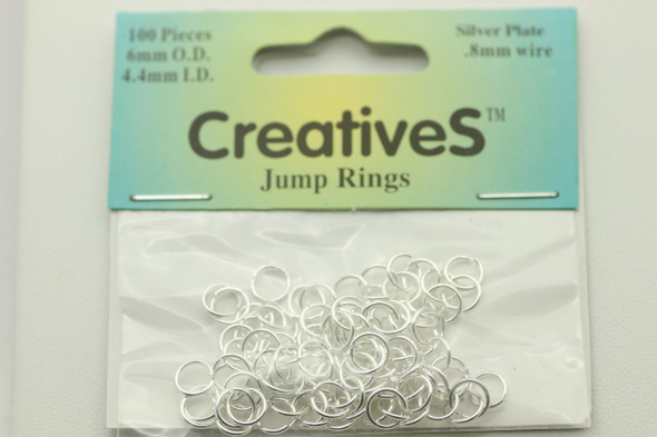 Open Jump Ring, 6mm, 20 Gauge, Silver Plated, approx. 100 PCS