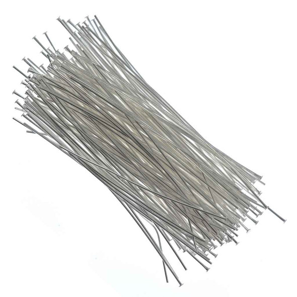 Headpin, 2", 24 Gauge .020,  Silver Plated, approx. 144 PCS