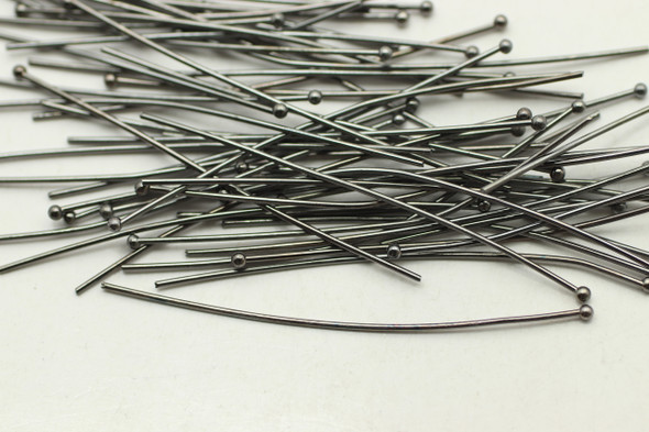 Ball Headpin, 21" 22 Gauge,  Black Plated, approx. 50 PCS
