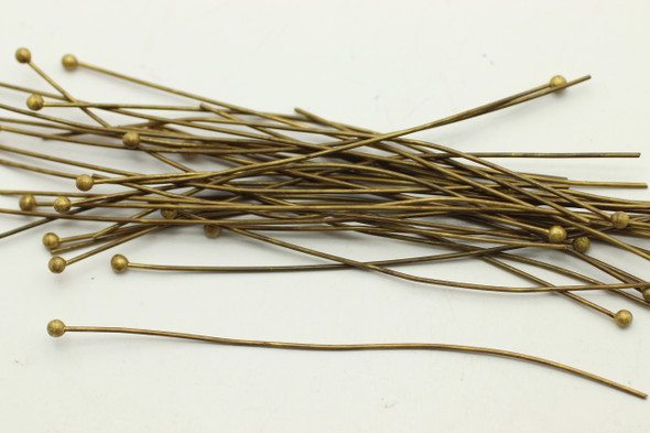 Ball Headpin, 2.75", 22 Gauge, Antique Bronze Plated, approx. 30 PCS