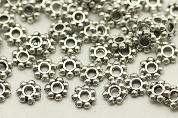 Daisy Spacer, 5x1.5mm, Antique Silver Plated (Metal Alloy), approx 195
