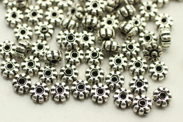 Daisy Spacer, 3.5x2mm, Antique Silver Plated (Metal Alloy), approx 255