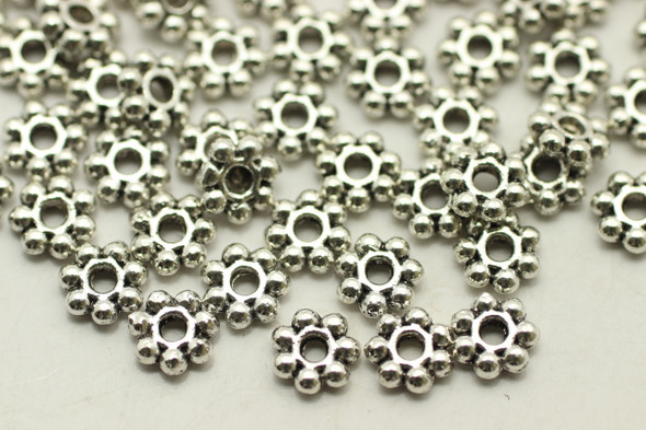 Daisy Spacer, 5.5x1.5, Antique Silver Plated Metal Alloy, approx. 150 PCS