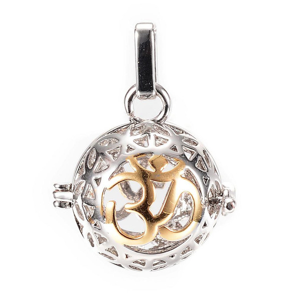 Cage, Globe, Ohm Filigree, Silver Plated Metal Alloy, Pendant 25mm