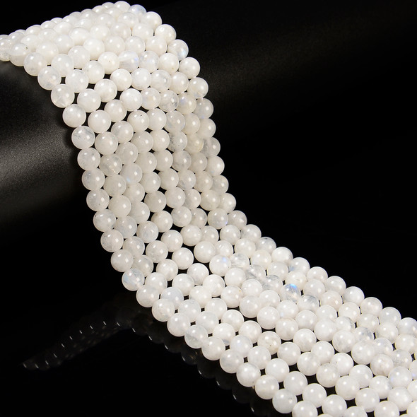 Moonstone, Rainbow, Natural, Smooth Round, 6mm