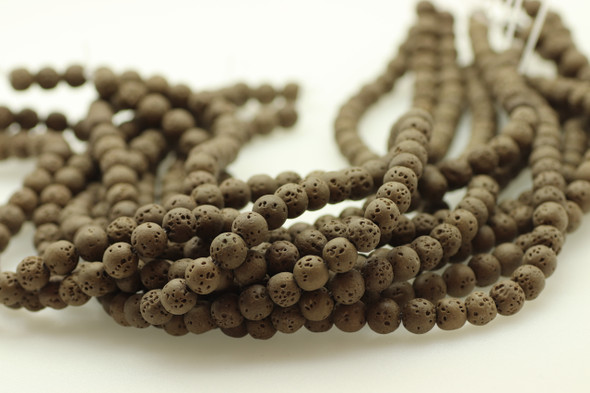 Lava, Brown, Dyed 8mm Round