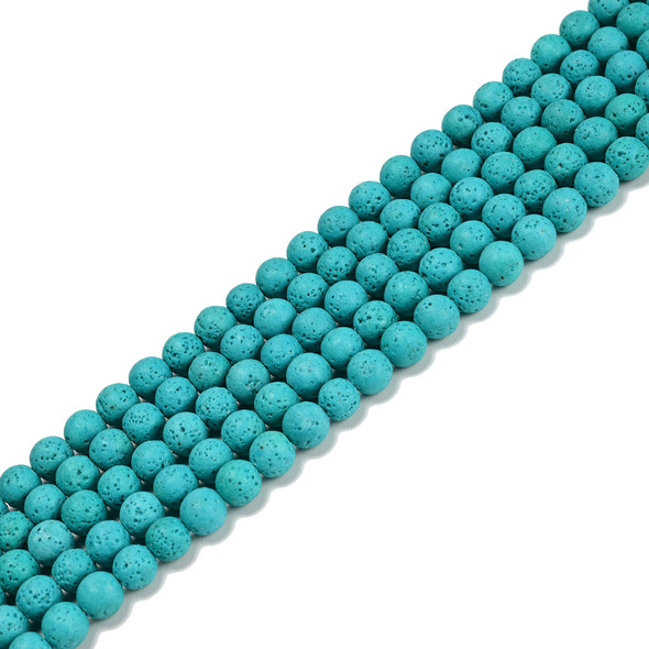 Lava, Turquoise, Round, Dyed, 8mm