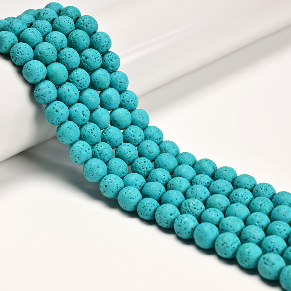 Lava, Turquoise, Round, Dyed, 8mm