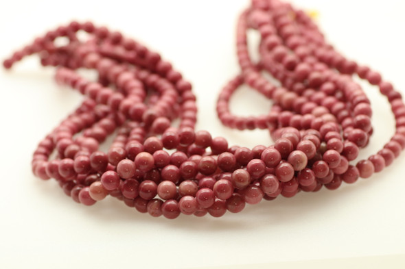 6mm Rhodonite, Pink, Natural, Smooth Round
