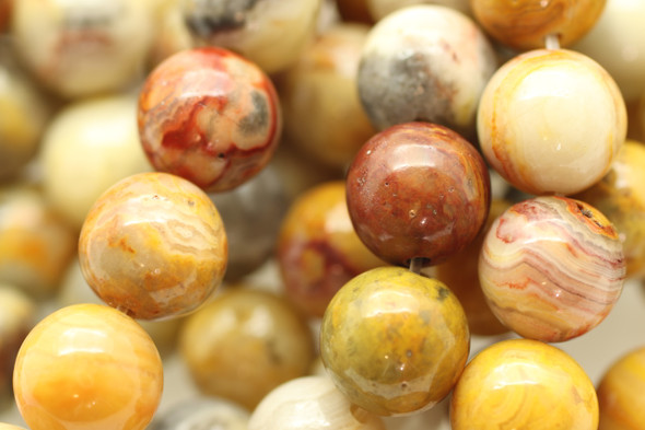 Crazy Lace Agate, Natural, Smooth Round, 8mm, One Strand