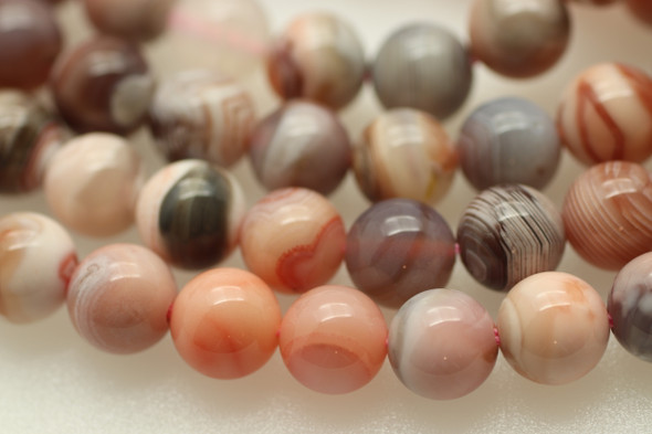 Botswana Agate, Pink, Natural, Smooth Round, 8mm, One Strand