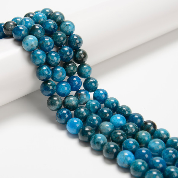 Apatite, Neon, Natural, Smooth Round, One 10mm Strand.