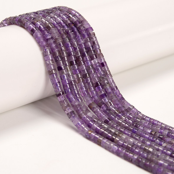 Amethyst, Dark, Heishi, One 4x2mm Strand