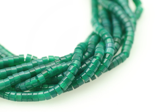 Agate, Green, Dyed, Heishi, 4x2mm, One Strand