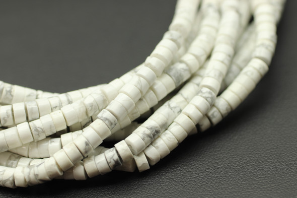 Howlite, Natural, Heishi, 4x2mm, One Strand