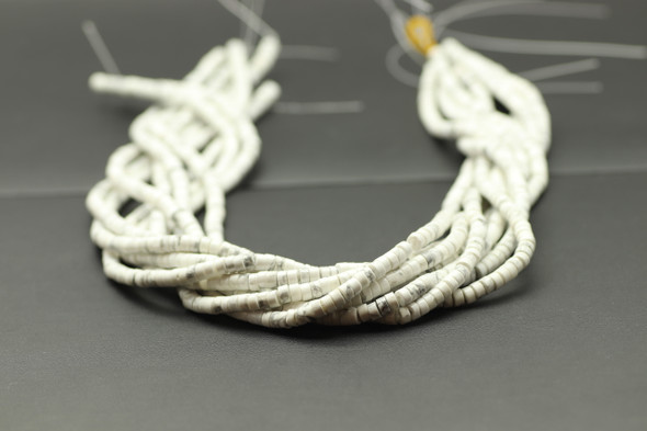 Howlite, Natural, Heishi, 4x2mm, One Strand
