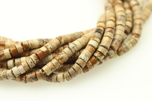 Picture Jasper, Natural, Heishi, 4x2mm, One Strand