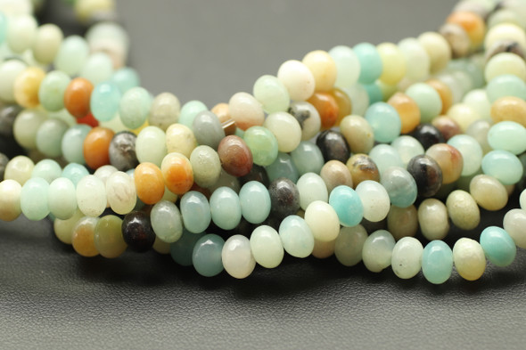 Amazonite, Mix, Natural, Smooth Rondelle, One 6x4mm strand