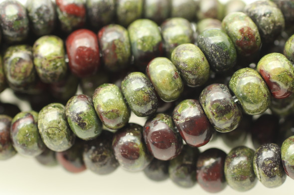 6x4mm, Dragon Blood Jasper, Smooth Rondelle