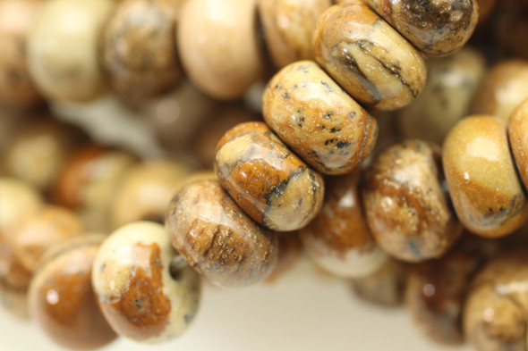 8x5mm, Picture Jasper,  Natural, Smooth Rondelle