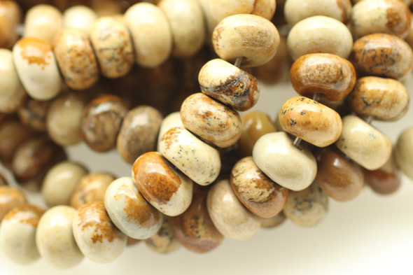 8x5mm, Picture Jasper,  Natural, Smooth Rondelle