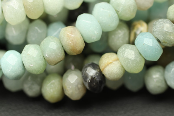 Amazonite, Mixed, Natural, Faceted Rondelle, 6x4mm, One Strand