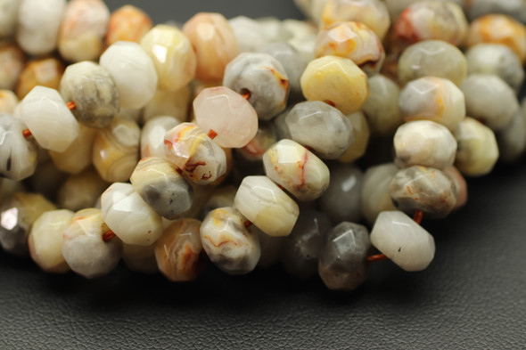 Crazy Lace, Agate, Natural, Faceted Rondelle, 8x5mm, One Strand