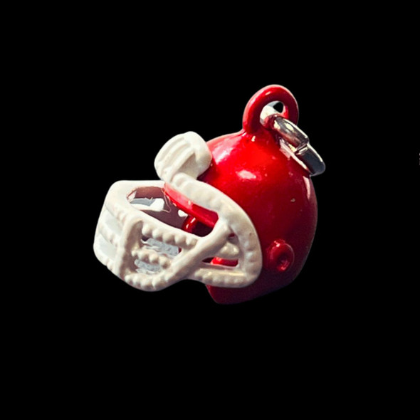 Enamel Charm, Football Helmet, Red & White, 12x12mm