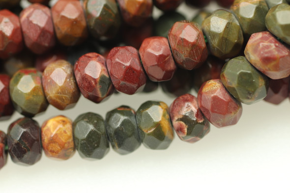 Red Creek, Jasper, Natural, Faceted Rondelle, 6x4mm, One Strand