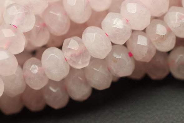 Rose Quartz, Enhanced, Faceted Rondelle, 6x4mm, One Strand