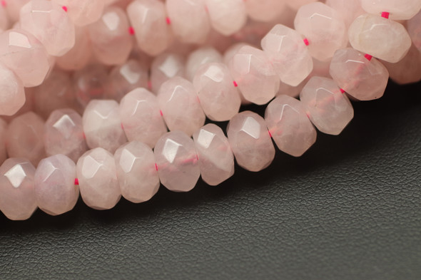 Rose Quartz, Enhanced, Faceted Rondelle, 8x5mm, One Strand
