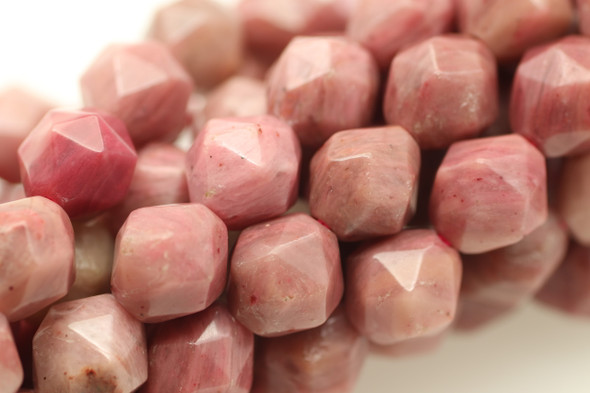Rhodonite, Natural, Faceted Diamond Shape, 8mm, One Strand